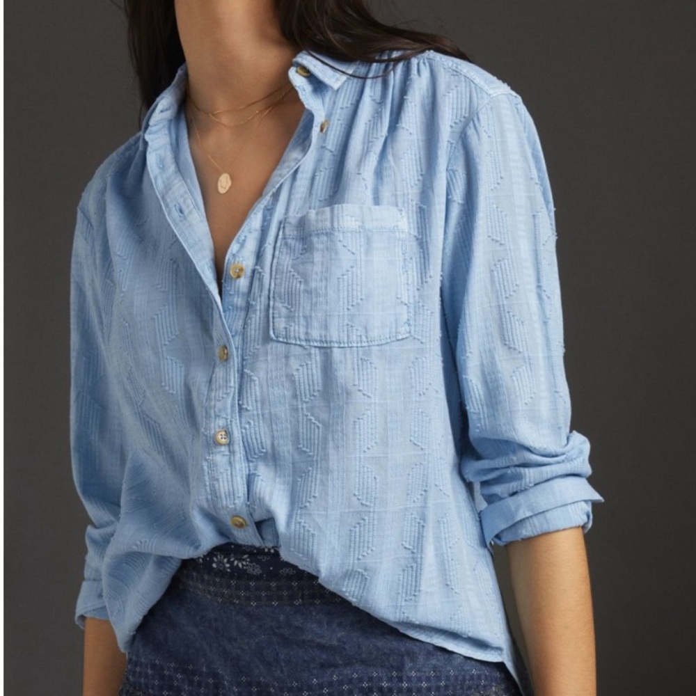 Anthropologie Pilcro The Theresa Lace-Up Button Down
